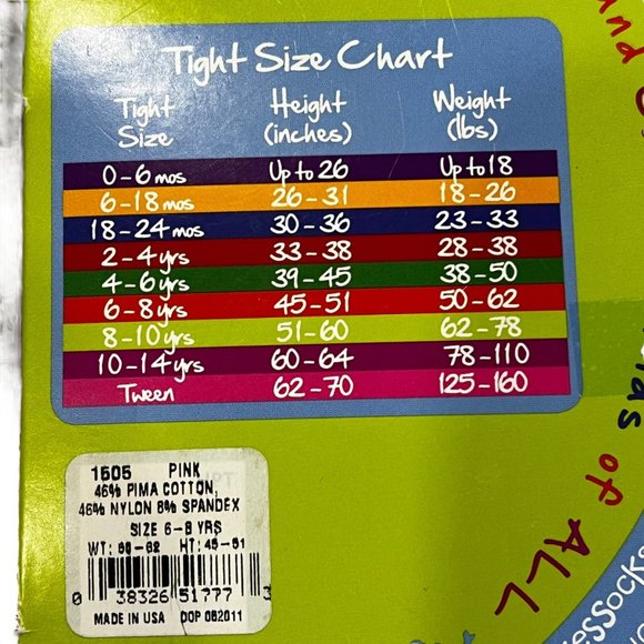 Jefferies Sock Size 6-8 Years Pink Tights New - Picture 2 of 2